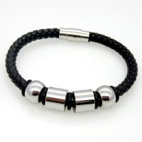 PU Leather Cord Bracelets, with Stainless Steel, fashion jewelry & Unisex, more colors for choice, 210mm, Sold By PC