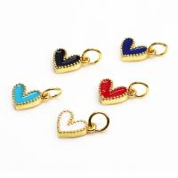Brass Jewelry Pendants, Heart, gold color plated, enamel, more colors for choice, 8x7mm, 20PCs/Lot, Sold By Lot