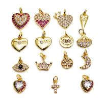 Cubic Zirconia Micro Pave Brass Pendant, plated, different styles for choice & micro pave cubic zirconia, 20PCs/Lot, Sold By Lot
