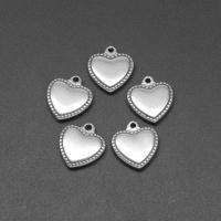 Stainless Steel Heart Pendants, die-casting, DIY, silver color, 15*14*3mm, Hole:Approx 1mm, 100PCs/Bag, Sold By Bag