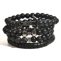 Gemstone Matte Black Agate & Black Lava Bracelets with Zinc Alloy Charms plated 4 pieces & fashion jewelry & for man black 8mm .48 Inch Sold By Set