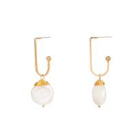 Tibetan Style Drop Earrings, with Plastic Pearl, gold color plated, for woman, nickel, lead & cadmium free, 18x55mm, Sold By Pair