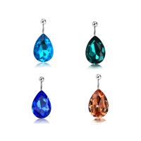 Stainless Steel Belly Ring Zinc Alloy with 316L Stainless Steel Teardrop plated with rhinestone Sold By Lot
