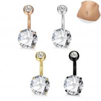 Stainless Steel Belly Ring plated micro pave cubic zirconia 21mm Sold By Lot