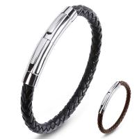 Men Bracelet Microfiber PU with Stainless Steel fashion jewelry Sold By Strand