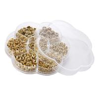 Zinc Alloy Spacer Beads with Plastic Box Round gold color plated DIY nickel lead & cadmium free Sold By Box