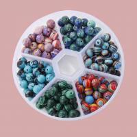 Mixed Gemstone Beads, with Plastic Box, Round, DIY, 80x20x23mm, 108PCs/Box, Sold By Box