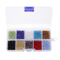 Rondelle Crystal Beads, with Plastic Box, Rectangle, DIY, 129x68x21mm, 1450PCs/Box, Sold By Box