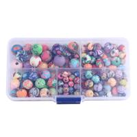 Polymer Clay pärlor, med Plastlåda, Rektangel, DIY, 128x65x22mm, 130PC/Box, Säljs av Box
