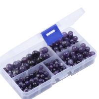 Naturlig ametist pärlor, med Plastlåda, Rektangel, DIY, purpur, 128x65x22mm, 300PC/Box, Säljs av Box