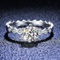 Cеребряное кольцо, 925 пробы, с Муассанит, Кольцевая форма, Другое покрытие, ювелирные изделия моды & разный размер для выбора & разные стили для выбора & Женский, серебряный, продается PC