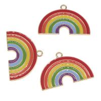 Zinc Alloy Enamel Pendants Rainbow plated DIY multi-colored 21*33*1mm Sold By Bag