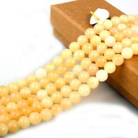 Jade Perlen, gelbe Jade, rund, poliert, DIY & verschiedene Größen vorhanden, verkauft per ca. 15.7 ZollInch Strang
