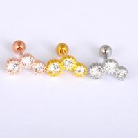 Stainless Steel Ear Piercing Jewelry Zinc Alloy with 316L Stainless Steel plated with rhinestone Sold By Lot