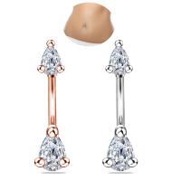 Stainless Steel Belly Ring, 316L Stainless Steel, plated, with rhinestone, more colors for choice, 6x24mm, 10PCs/Lot, Sold By Lot