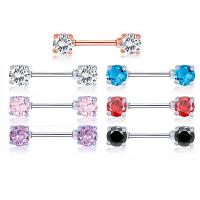 Stainless Steel Nipple Ring 316L Stainless Steel micro pave cubic zirconia 29mm Sold By Lot
