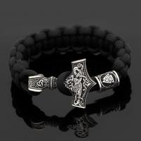 alliage de zinc bracelet, avec corde de coton, Placage, styles différents pour le choix & pour homme, noire, Vendu par Environ 9.05 pouce brin