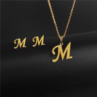 Fashion Stainless Steel Jewelry Sets Stud Earring & necklace gold color plated for woman 1.5mm Length 17.7 Inch Sold By Lot