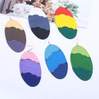 Wood Earring with Zinc Alloy silver color plated for woman nickel lead & cadmium free Sold By Bag