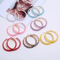 Zinc Alloy Hoop Earring, med pailletter, guldfarve belagt, for kvinde, flere farver til valg, nikkel, bly & cadmium fri, 5x65mm, 2par/Bag, Solgt af Bag