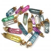Pendentifs quartz naturel, pierre gemme, Irrégulière, différentes couleurs et motifs pour le choix & DIY, plus de couleurs à choisir, 6x30-7x45mm, Vendu par PC