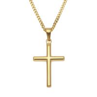 Stainless Steel Jewelry Necklace, 316L Stainless Steel, Cross, gold color plated, for man, more colors for choice, 25x50mmuff0c3mm, Sold Per 24 Inch Strand