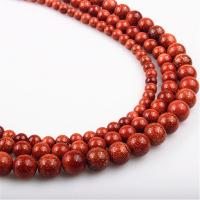Goldstone Beads, Ronde, gepolijst, DIY & verschillende grootte voor keus, Per verkocht Ca 15.7 inch Strand