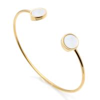 Stainless Steel Bangle, with White Shell, plated, fashion jewelry & for woman, more colors for choice, 11mm, 2mm, Inner Diameter:Approx 60mm, Sold By PC