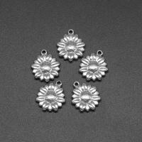 Stainless Steel Flower Pendant, die-casting, DIY, silver color, 18*15*2mm, Hole:Approx 1mm, 100PCs/Bag, Sold By Bag