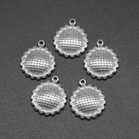 Stainless Steel Pendants Round die-casting DIY silver color :21*18*3mm Approx 1mm Sold By Bag