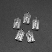 Stainless Steel Pendants, Rectangle, die-casting, DIY, silver color, 18*10*2mm, Hole:Approx 1mm, 100PCs/Bag, Sold By Bag