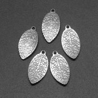 Stainless Steel Pendants, Leaf, die-casting, DIY, silver color, 24*12*2mm, Hole:Approx 1mm, 100PCs/Bag, Sold By Bag