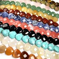 Mixed Gemstone Beads, Heart, polished, DIY & different styles for choice & faceted, more colors for choice, 15x15x7mm, 14PCs/Strand, Sold By Strand