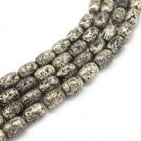 Natürliche Lava Perlen, Ellipse, plattiert, DIY, grau, 10*14mm, verkauft von Strang