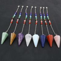 Prirodni kamen Pendulum, s mjedena lanca, različiti materijali za izbor & bez spolne razlike, više boja za izbor, 18x36mm, Prodano Per Približno 7.5 inčni Strand