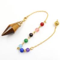 Natural Stone Pendulum, with brass chain, different materials for choice & Unisex, more colors for choice, 16x36mm, Sold Per Approx 7.5 Inch Strand