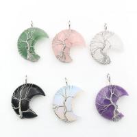 Gemstone Pendants Jewelry Natural Stone Moon & Unisex Sold By PC