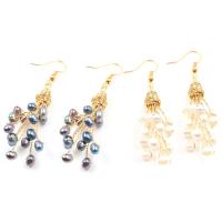 Freshwater Pearl Earrings Brass with Freshwater Pearl plated for woman white nickel lead & cadmium free Sold By Pair