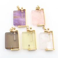 Quartz Perfume Bottle Necklace, with Brass, gold color plated, different materials for choice & oval chain & for woman, more colors for choice, 25x42mm, Sold Per Approx 19.7 Inch Strand