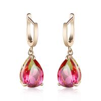 Crystal Earrings, Brass, with Crystal, durable & fashion jewelry, more colors for choice, Sold By Pair