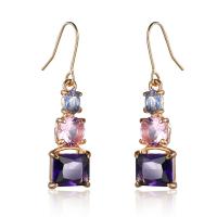 Cubic Zirconia Micro Pave Brass Earring durable & fashion jewelry multi-colored Sold By Pair