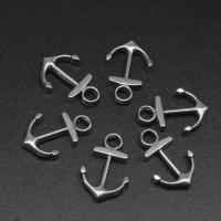 Stainless Steel Pendants, Anchor, die-casting, DIY, silver color, 18*11*3mm, 100PCs/Bag, Sold By Bag