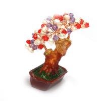 Resin Rich Tree Decoration, with brass wire & pearl & Quartz, plated, for home and office, multi-colored, 80*65*45mm 70*70*90mm, Sold By PC