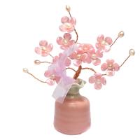 Fleurs artificielles pour la décoration de maison, porcelaine, avec perle & plastique & laiton, arbre, Placage, pour la maison et le bureau, rose, 18*15*6*79*57mm   120X120X200mm, Vendu par PC