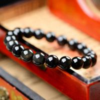 Gemstone Bracelets, Obsidian, Round, Unisex & different size for choice, black, Sold By Strand