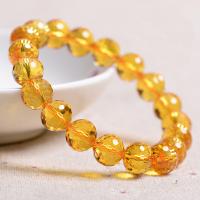 Quartz Bracelets, Citrine, Round, Unisex & different size for choice, yellow, Sold By Strand