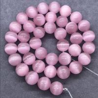 Cats Eye Jewelry Beads Round polished DIY pink Sold By Strand