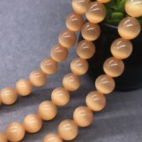 Cats Eye Jewelry Beads, Round, polished, DIY & different size for choice, orange, Sold By Strand