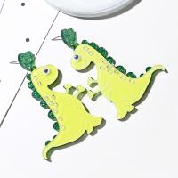 Acryl Schmuck Ohrring, Dinosaurier, plattiert, Modeschmuck & für Frau, grün, 77x48mm, verkauft von Paar