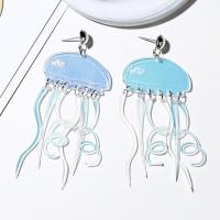 Acryl oorbellen, Hars, Octopus, plated, mode sieraden & voor vrouw, duidelijk, 85x36mm, Verkocht door pair